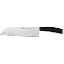 Arcos Santoku Knife 7inch - Blade Nitrum Stainless Steel 180mm - Japanese Kitchen Knife for Fish, Meat and Vegetables - Handle Polypropylene - Classical design and finish - Series Tango - Black Color