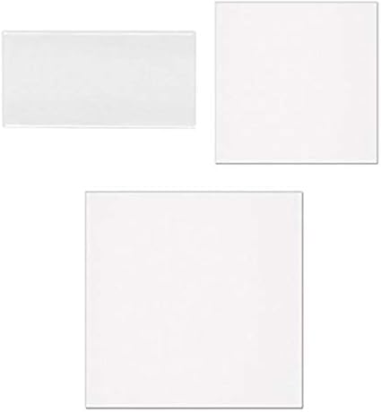 Glossy White Glazed Ceramic Tile Pack of 9 - 3 each Square and Subway Styles 4 1/4 "x4 1/4" x 1/4" , 3" x 6" x 1/4" and 6" x 6" x 1/4" Tile with Installation Guide