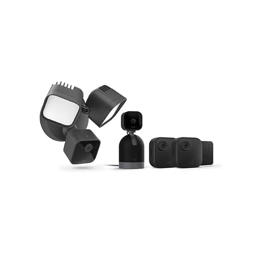 Blink Outdoor 4 (4th Gen) cameras + Wired Floodlight Camera + Mini Pan-Tilt Camera HD live view, motion detection, two-way talk, set up in minutes, Works with Alexa