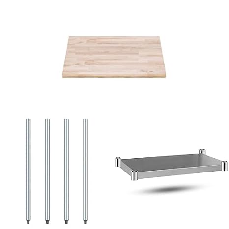 DuraSteel Butcher Block Table Top - 30 x 36 Maple Countertop Work Bench Top for Cabinet, Kitchen, Restaurant, Coffee, Desk, Bar Table - Optional Base Leg Units