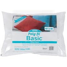 Fairfield Poly-Fil Basic Pillow Inserts, Ideal for Decorative Pillows, Travel Pillows, and Home Decor, Zippered, Non-Woven Cover, Spot Clean, Rectangle, 12" X 16", White