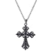 Alilang Silvery Tone Religious Cross Pendant Necklace w/Aquamarine Blue Or Clear Crystal Rhinestones