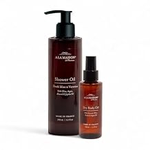A LA MAISON Amber Collection Fresh Mint & Verveine Duo: Shower Oil - 3.3 oz Moisturizing & Fast-Absorbing Body Oil, 8.1 oz Hydrating Body Wash Alternative