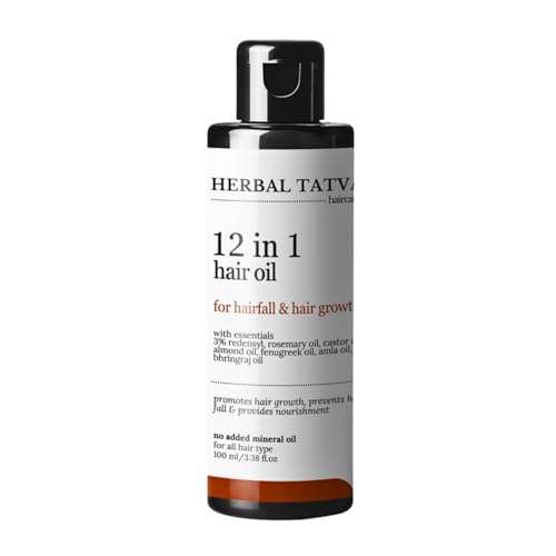 Herbal Tatva 12-in-1 Hair Oil | For Hair Growth, Hair Fall Control & Healthy Scalp | Rosemary, Castor, Amla, Coconut, Almond, Bhringraj, Redensyl | 100% Pure, Natural & Organic | For Men & Women