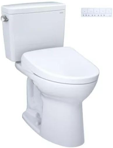 TOTO Drake WASHLET+ Two-Piece Elongated 1.28 GPF Universal Height TORNADO FLUSH Toilet with S7A Contemporary Bidet Seat, 10 Inch Rough-In, Cotton White - MW7764736CEFG.10#01