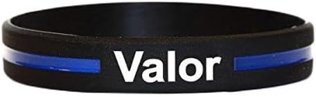 Valor Thin Blue Line Silicone Wristband Bracelets Police Officers Patrol Awareness Support