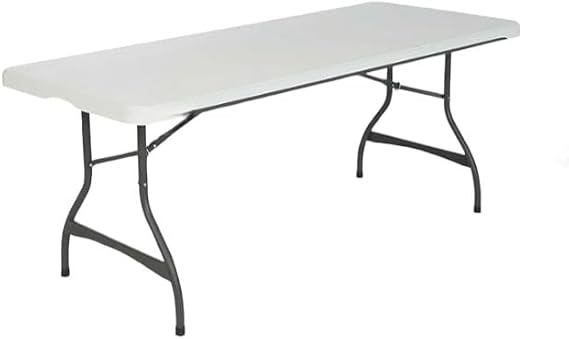 Heavy Duty Rectangular 6 Foot Commercial Grade Stacking Folding Utility Table for All Events (White Granite, 4 Pack)