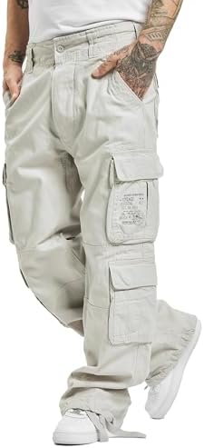 Brandit Authentic Cargo Pants for Men - Extra Long Drawstring, Rear and Cargo Pockets, and Belt and Hanging Loops