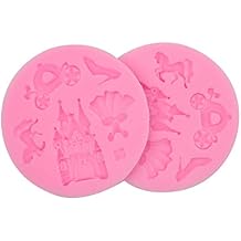 2 Pcs Silicone Fondant Mold Children's castle Mould Jelly Sugar Chocolate Fondant Silicone Molds for Sugarcraft Candy Cupcake Ice Jewelry Food Grade Silicone Molds DIY Sugar Craft Tools