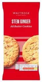 Waitrose All Butter Cookies, 8 Pack, 200g, Belgian Chocolate Varieties (Pack of 1, Stem Ginger All Butter Cookies 8 Pack 200g)