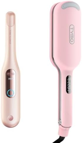TYMO Cordless Mini Flat Iron + TYMO ROVY Curling Iron Hair Crimper Waver