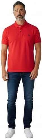 U.S. Polo Assn. Mens Classic Polo Shirt, Two-Button Closure Pique Polo Shirt, Summer Fashion Golf Shirt