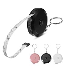 3 Pack Body Measuring Tape, 60 Inch/150 CM Keychain Tape Measure for Sewing, Fabric Keychain Measuring Tapes with Double Scales Push Button for Sewing Tailor Knitting, Black White Pink