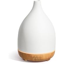 InnoGear Oil Diffuser, 300ML Ceramic Diffuser for Essential Oils Handcrafted Aromatherapy Diffuser Ultrasonic Cool Mist Humidifier with 4 Timers Waterless Auto Off for Room Office, White