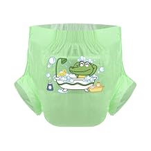 CutiePlusU Adult Diaper 3 Pieces, Adult Diapers Sample, Maximum Overnight Absorbency Green Bathing Baby Crocodile (Large 37"-47")