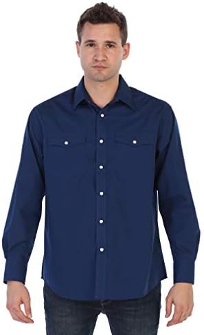 Gioberti Mens Solid Long Sleeve Western Shirt with Pearl Snap-on Buttons