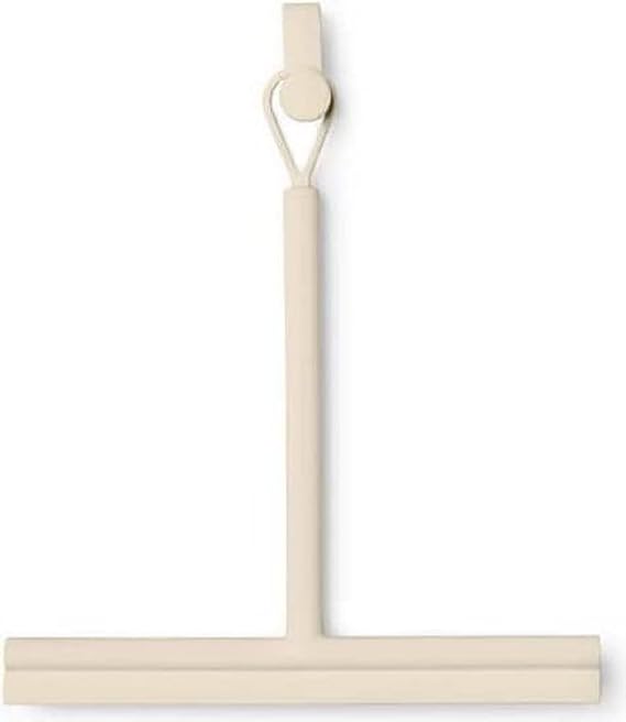 Brabantia - Renew kapı kancalı duş çekpası - Silikon fırça ve banyoda cam ve fayans için temizlik sileceği - Kaymaz sap - Kırılmaz - Korozyona dayanıklı - Yumuşak bej - 42,1 x 9 cm