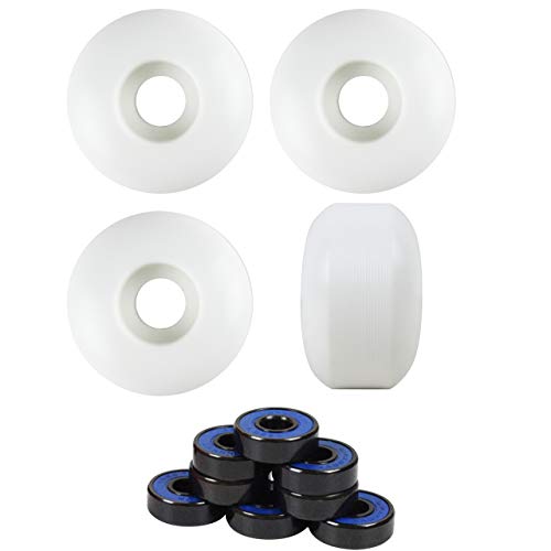 TGM Skateboards Skateboard Wheels with ABEC 7 Bearings and Spacers White, 56mm