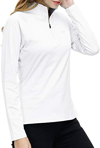 Womens 14 Zip Golf Shirt Long Sleeve Lightweight Golf Pullover Outdoor Athletic Tennis Polo Shirts