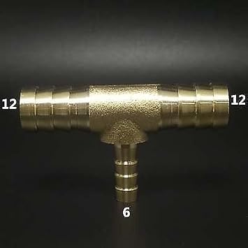Reducer Hose ID 7/16" or 1/2 to 1/4" & 12 to 6 mm Brass Barb Tee Fitting