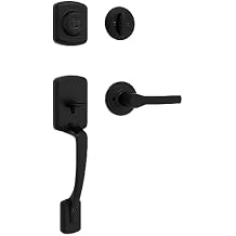 Weiser Henley Matte Black Front Door Lock and Handle Set, Deadbolt Lock and Handleset with Reversible Interior Door Handle/Door Lever, Front Door Handles with Lock, Modern Home Decor