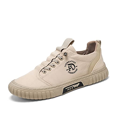 Mens Walking Shoes Summer Casual Breathable Canvas Sneakers Non-Slip Low-top Sport Jogging Shoes Mens Lightweight Tennis Casual Shoes Mens Lace up Fashion Sneakers Loafers & Slip-Ons Beige