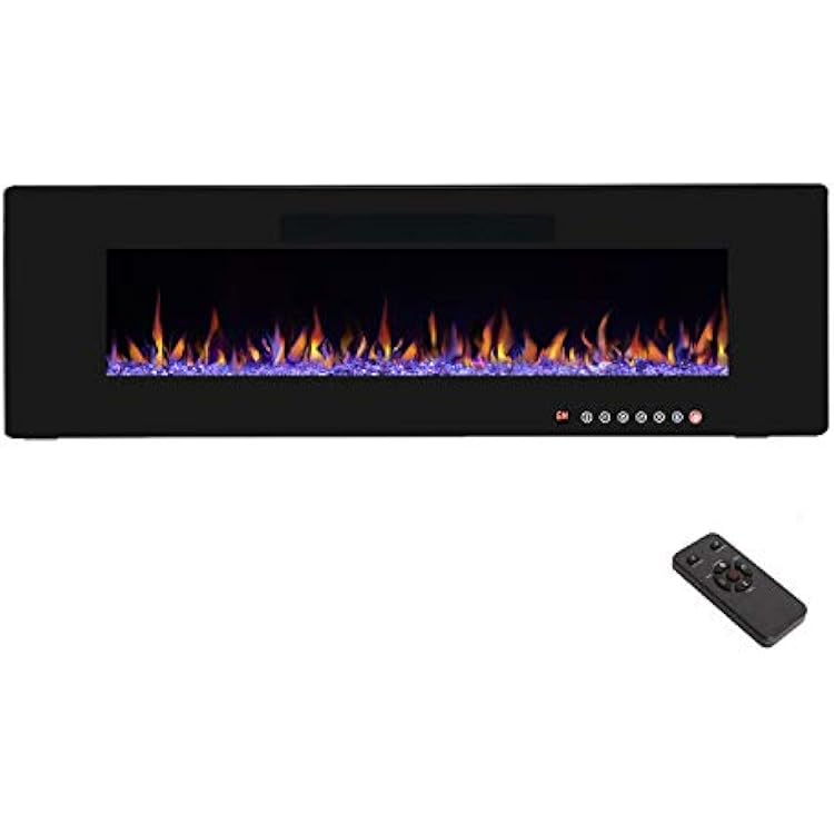 R.W.FLAME 60 Electric Fireplace, Recessed Wall Mounted and in-Wall Fireplace Heater, Remote Control with Timer, Touch Screen, Adjustable Flame Colors and Speed, 7501500W