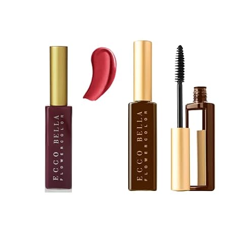Ecco Bella Vegan Glow Kit, Power Lip Gloss and Brown Mascara Natural Beauty