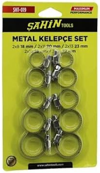Metal Hortum Kelepçesi Set, 10 Parça, 5 Farklı Boyut (8-18mm, 11-20mm, 13-23mm, 18-25mm, 14-27mm)