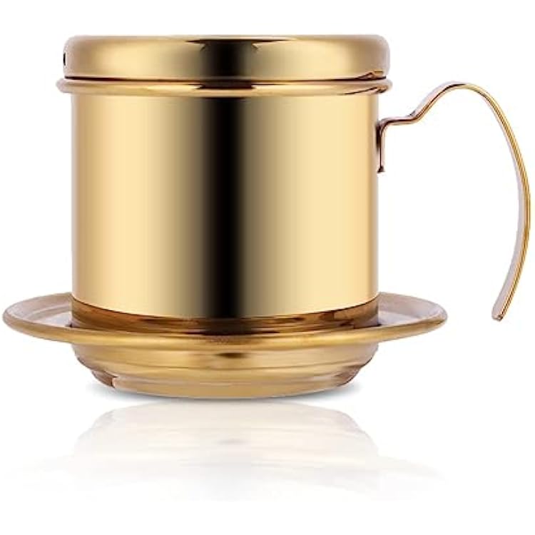 Stainless Steel Drip Coffee Filter Maker Vietnamese Drip Coffee Pot Infuser Ideal for on thehome Gold