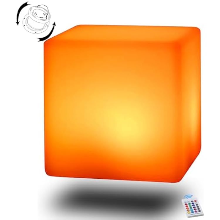BLUEYE 16-Inch LED Cube Chair Light,Detachable Charging,Cordless,Remote Control Side Table,16 RGB Color Cube Seat for Adult,Home Garden Party Decoration
