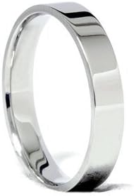 P3 POMPEII3 4mm Flat 14K White Gold Comfort Fit Wedding Band Ring