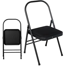 INNOLIFE Black Foldable Backless Yoga Auxiliary Chair for Abs & Core, Flexibility & Strength Training, and Back Pain Relief