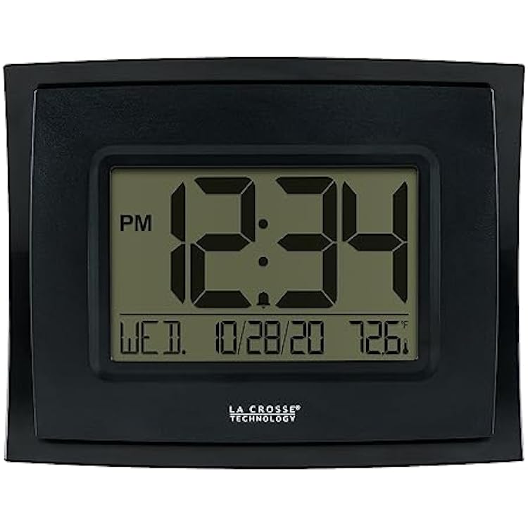 La Crosse Technology WT-8002U-B-INT Digital Black Clock with Indoor Temperature