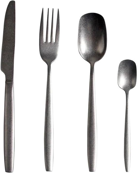 Luxury Silverware Flatware Set, 24/32/40/48 Pieces Creative Knife Fork and Spoon Set, Silver Gold Stainless Steel Steak Knives Tea Spoons for Home Kitchen Gift