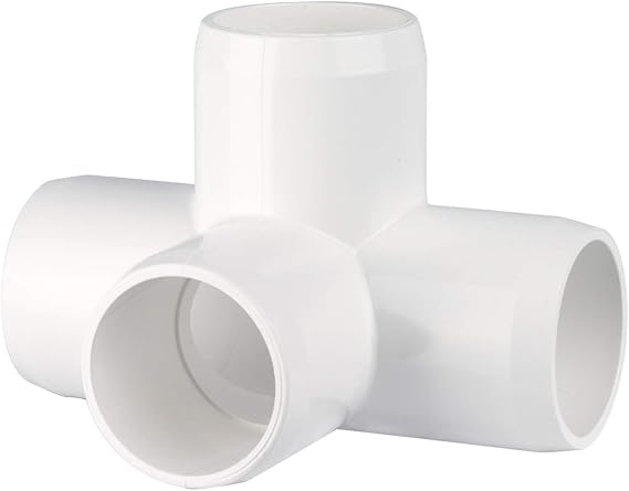 1" PVC 4-way LT PVC Fitting Connectors Furniture Grade for 1" Schedule 40 PVC Pipes, 4-way 1 inch Ell Tee (2 pieces)