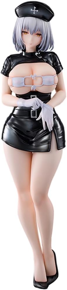 Kurosawa Mashiro Figure Model NagatoYuki Action Figure Anime Illustration Original Painting Figure Statue, Black Nurse Uniform Standing Position Skulptur Decorate Collectible Gift 25CM