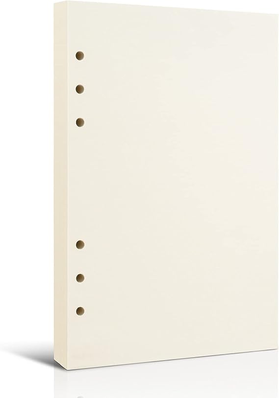 A5 Blank Refill Paper for 6-Ring Binders Planner Traveller Journal Notebook Dairy,Filler Paper Insert, 80 Sheets 160 Pages, Blank