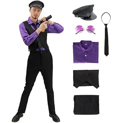 C-ZOFEK US Size Mens Purple Costume Cosplay Full Set Outfit with Hat and Glasses for Halloween