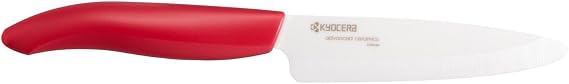 Kyocera Advanced Ceramic Revolution Series 4.5-inch Utility Knife, Red Handle, White Blade | Made in Japan Zirconia Blade, Lightweight Handle for Detailed Prep, Retains Whole Foods Flavor, Reduces Oxidation