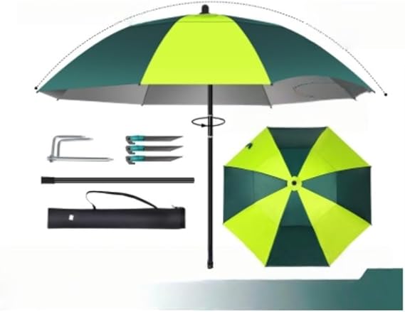 Fishing Umbrella, Windproof Beach Umbrella, Large Size, UV Protection, Sunshade, Waterproof, Windproof, Insulated, UV Protection, Heat Protection, Adjustable Angle, 360° Rotation, Tilt