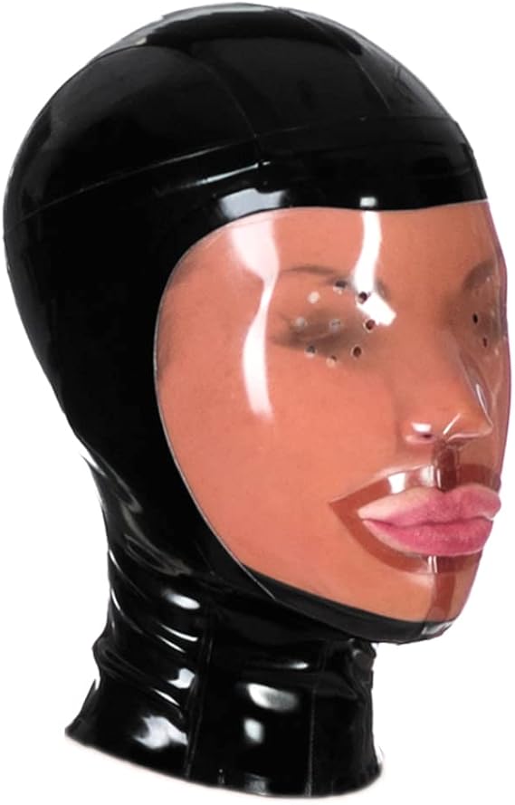 EXLATEX Latex Hood Full Cover Rubber Mask with Pepperpot Eyes Big Mouth Zipped Party Latex Mask