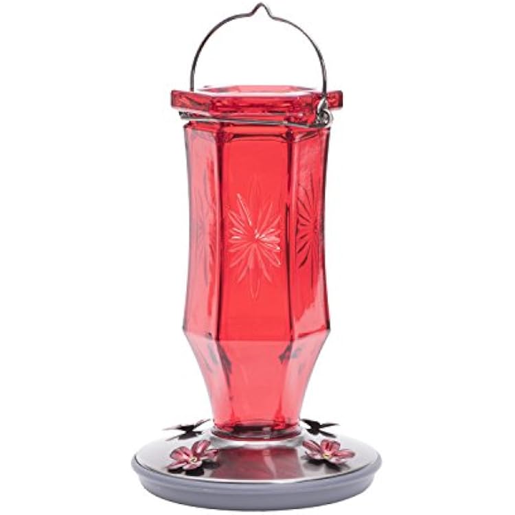 Perky-Pet Ruby Starburst Vintage Glass Hummingbird Feeder 8139-2