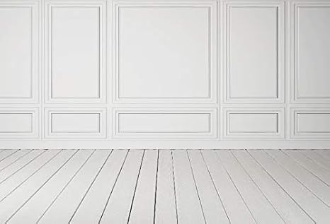 Laeacco 10x8ft Classic Style White Grey Wall Wooden Floor Photography Background Empty Room Architectural Background Room Interior Vintage White 3D Blank Decor Newborn Baby Portraits