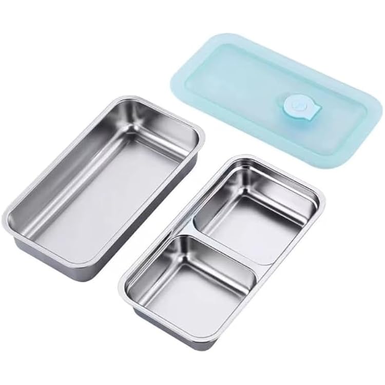 Airtight Food Storage Container - 304 Stainless Steel Bento Box with Clear Locking Lid, for Fresh Meal Prep, Work, School, Picnic & Kitchen Organization