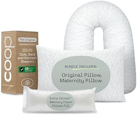 Coop Home Goods Maternity Pillow & Original Pillow Queen Bundle, Set Includes (1) Maternity Pillow and (1) Original Pillow