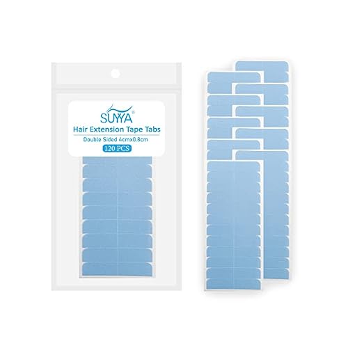 SUYYA 120 Pieces Hair Extension Tape Tabs Double Sided Extension Tapes for Replacement 4cm x0.8cm Blue 120 Pieces