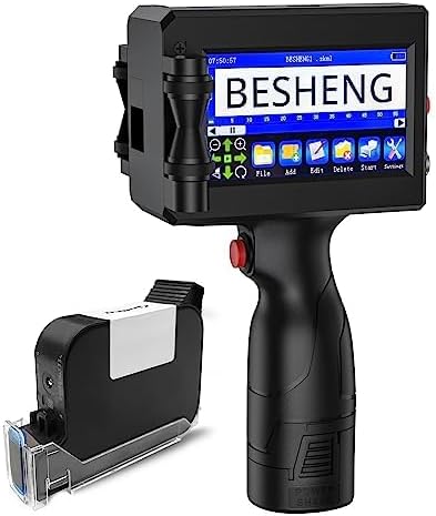 Handheld Inkjet Printer Gun PT3000 Printing Height 0.08-0.5Inch Inkjet Coder with Original Fast-Drying Ink for Text QRCode/Barcode/Batch Number/Label/Image/Date Printer with Touch Screen