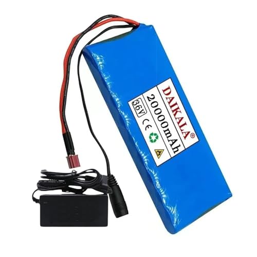 E-Bike Battery 36V 20Ah Lithium-Ion Rechargeable Pack with Built-in BMS and Charger, 10S1P Configuration, XT60T Plug
