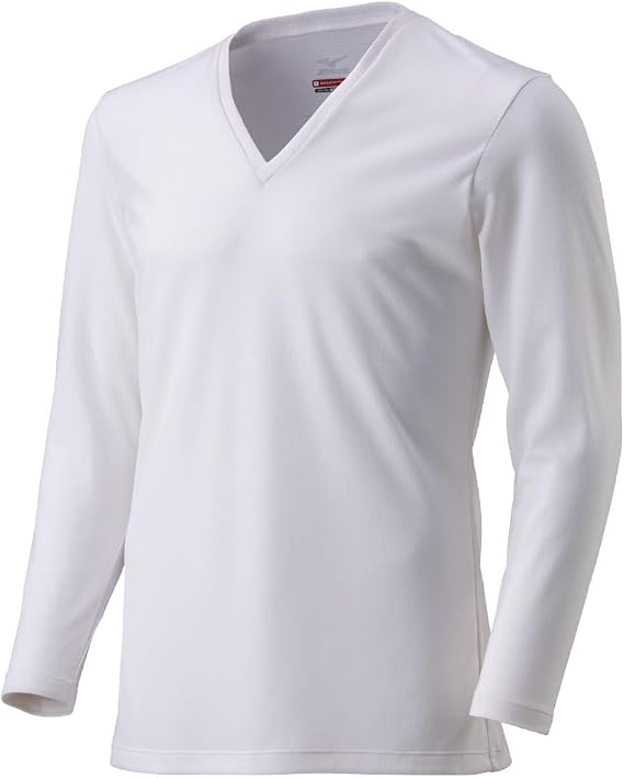 Mizuno C2JAA612 Men's Thermal Inner, Breath Thermo Underwear, Thin, For Daily, V-Neck, 9/4 Sleeve Shirt